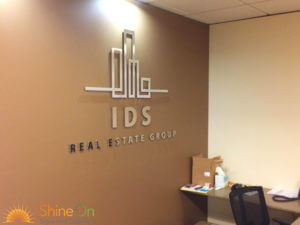 Metallic-lobby-sign